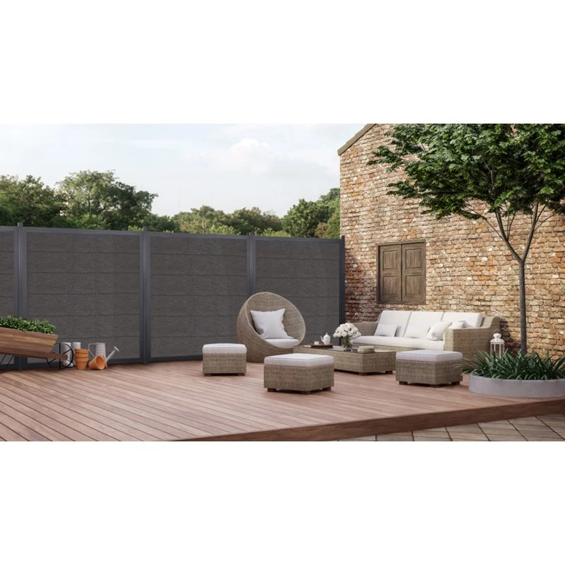 planeo Gardence Guard BPC-Gartenzaun Anthrazitgrau mit Alu-Rahmen