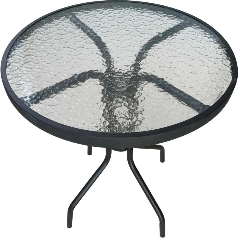 Ibiza Runder Gartentisch Ø60x70 cm schwarz Metall/Glas