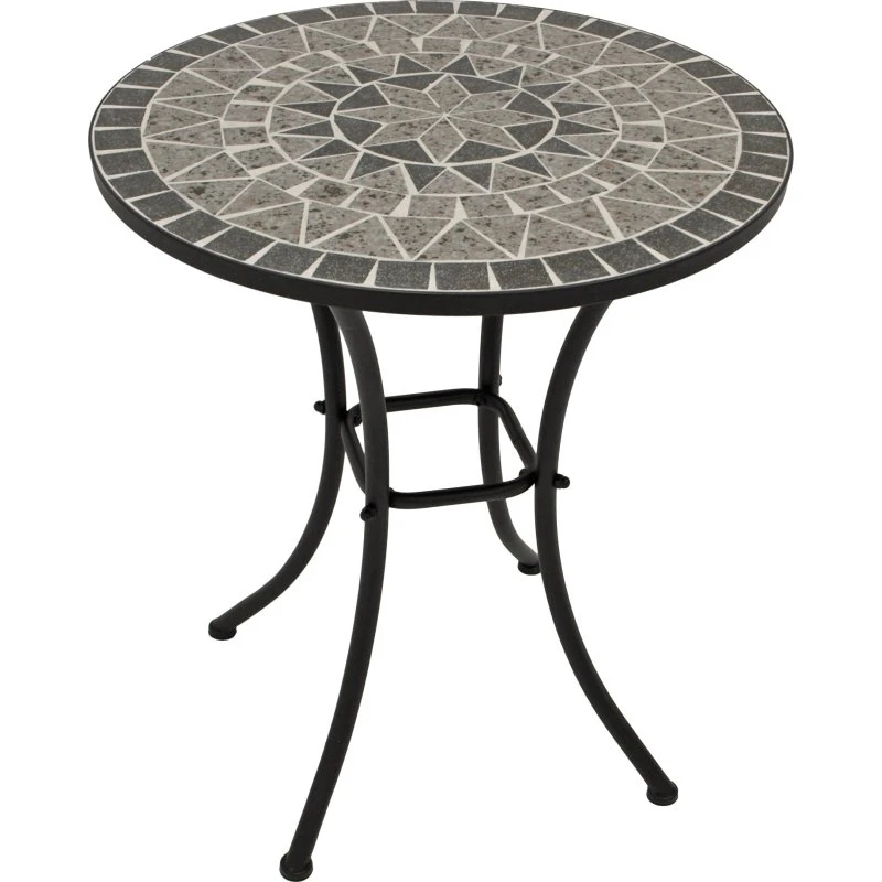Stremmel SIENA Bistrotisch 60 cm rund, Eisen schwarz/Mosaik grau