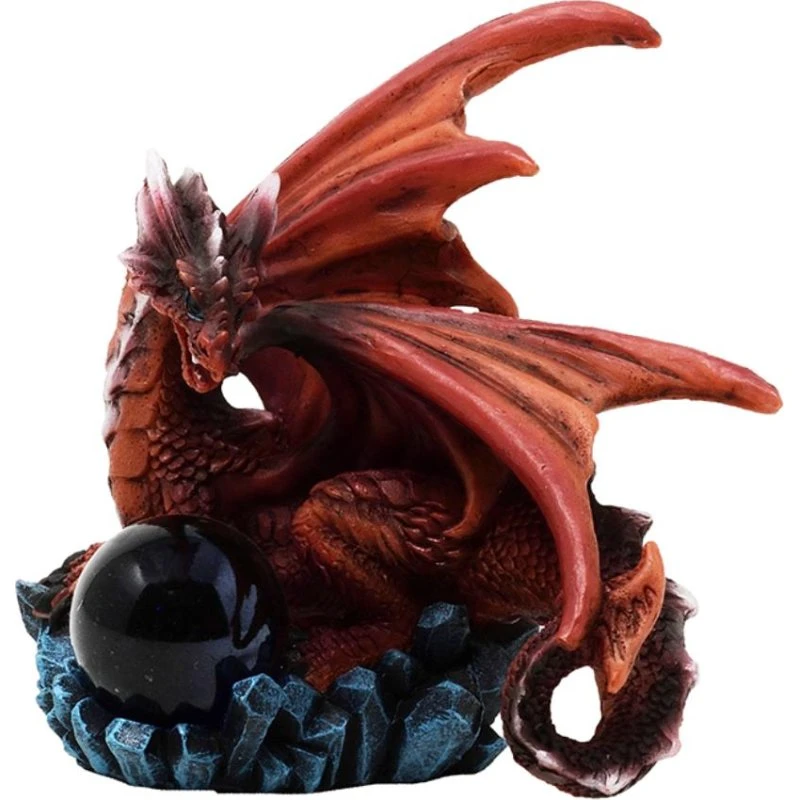 Drache rot handbemalt, 9 cm hoch, Polyresin