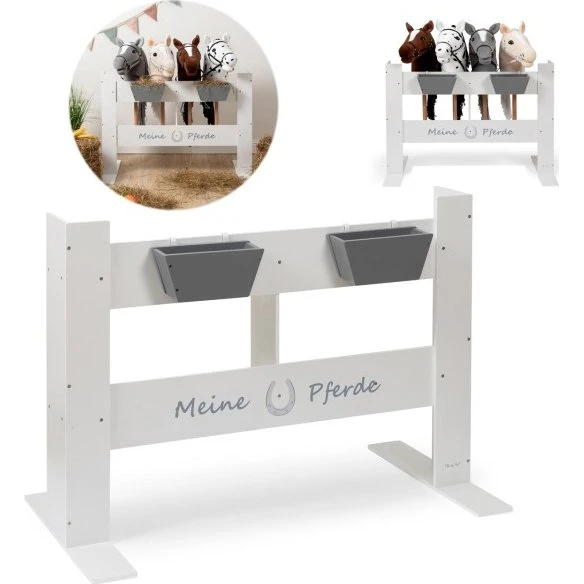 ELLA & PIET® FENCY Holzständer für 4 Hobby Pferde (Weiß)