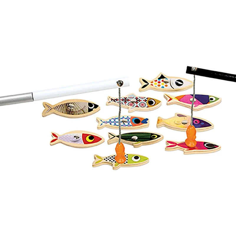 Janod Sardine Magnet-Angelset, 10 bunte Fische mit Magneten