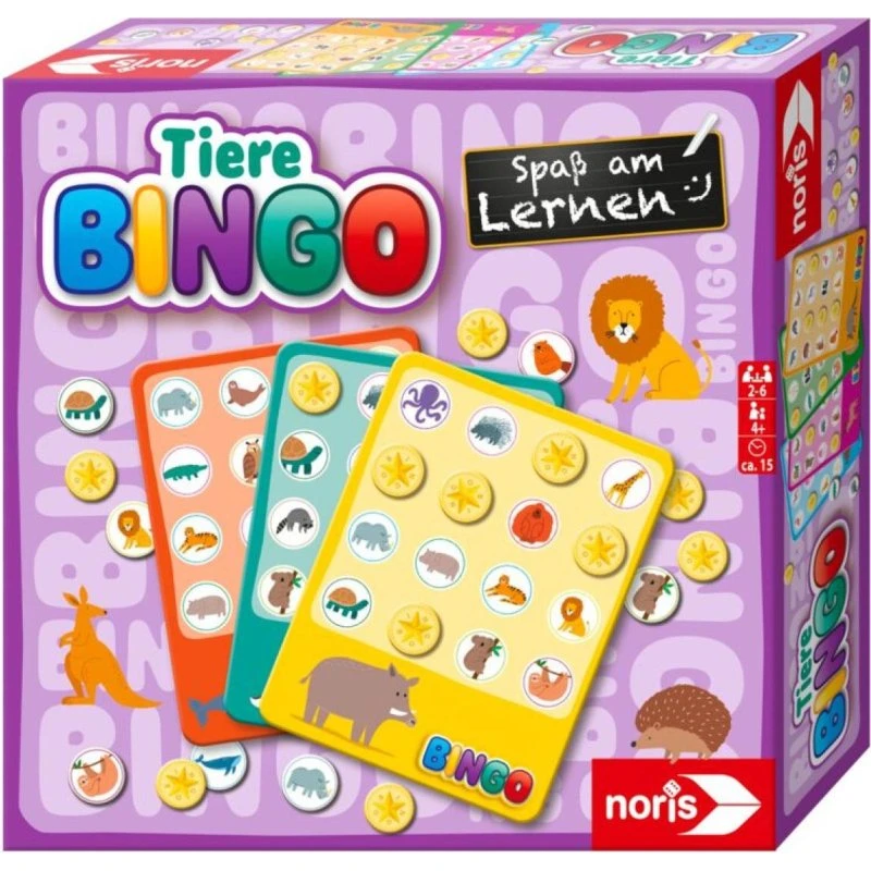 Noris Tiere Bingo – Lernspiel für Kinder ab 4 Jahren