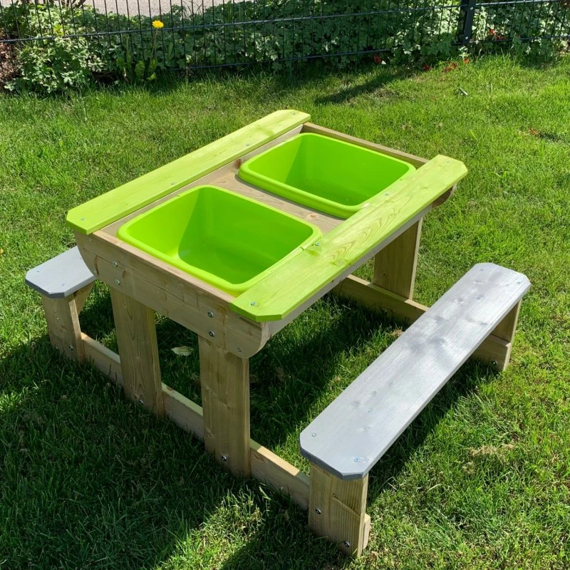Wendi Toys Esel Kindersitzgruppe & Matschtisch, Kiefernholz natur/grün, 100 x 80 x 53 cm