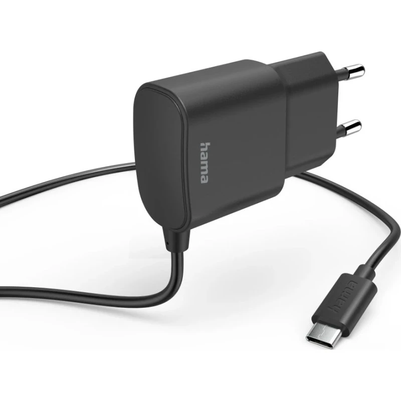 Hama 00201618 USB-C-Ladegerät 12W, 1m, Schwarz