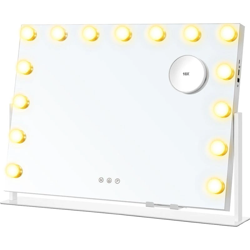 SONGMICS Schminkspiegel 15 LED, mattweiß, 58 x 43 cm