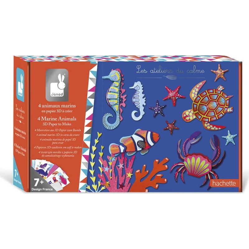 Janod 3D-Papier-Meerestiere Kreativset (4 Tiere)