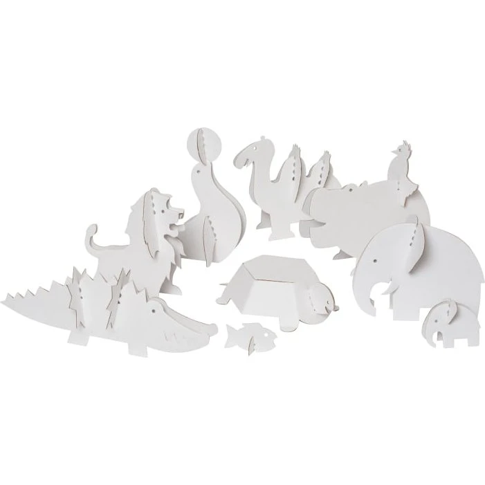 Zootiere 9tlg. Pappspielzeug-Set in Weiß