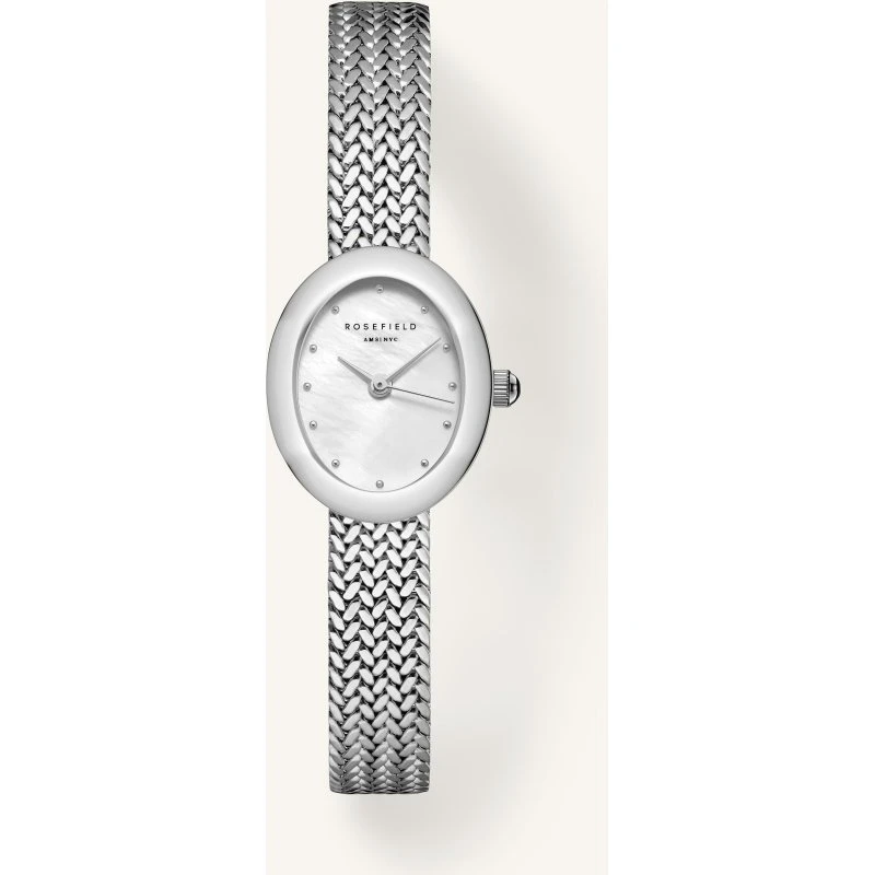 Rosefield Mini Oval MWSMS-M05 Damenuhr silberfarben, 18 x 22 mm