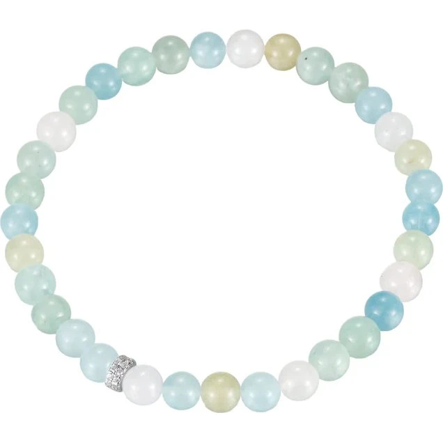 Firetti Perlenarmband Silber 925 mit Zirkonia und Amazonit/Muschelperlen