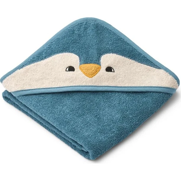 Liewood Albert Penguin Ocean View Kapuzenbadetuch 70x70cm