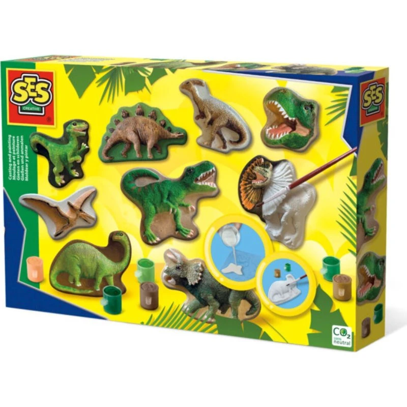 SES Creative Dinosaurier-Gieß- & Malset, 9 Tiere