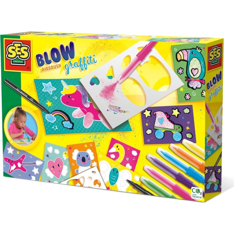 SES Creative Blow Pens Airbrush-Stifte mit Vorlagen - Graffiti