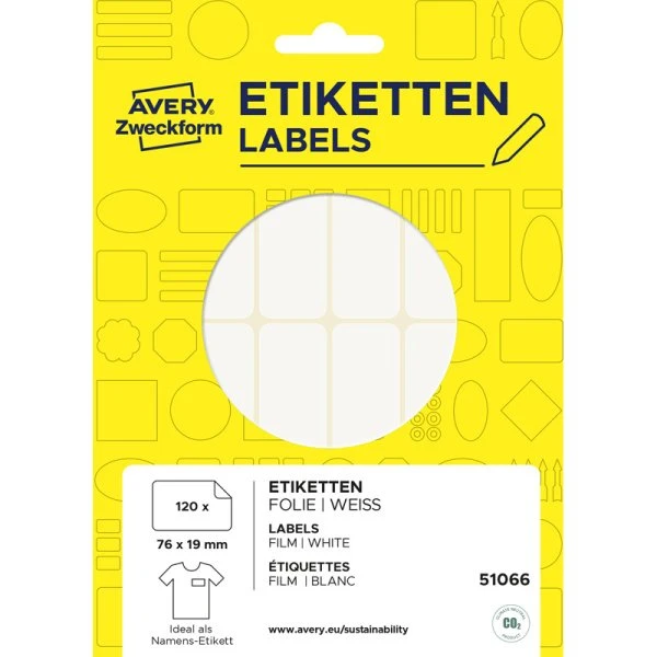 Avery Zweckform Namens-Etiketten 76 x 19 mm, weiß, ablösbar