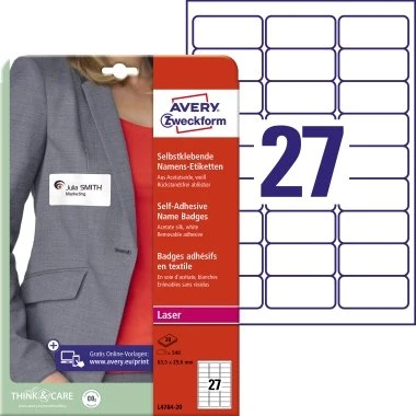 Avery Zweckform L4784-20 Namensetiketten 63,5x29,6 mm weiß