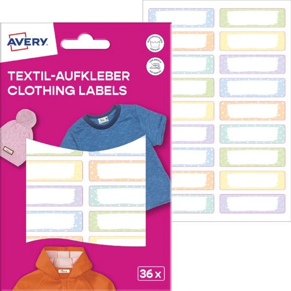 AVERY Textil-Etiketten 13 x 45 mm, farbige Rahmen