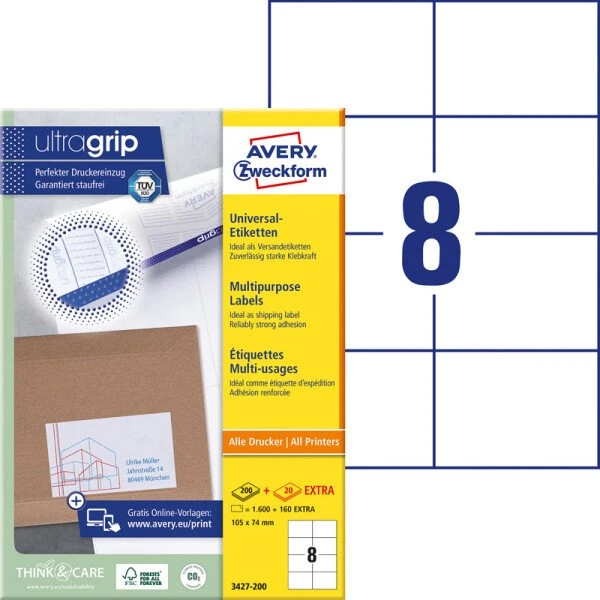 AVERY Zweckform Universal-Etiketten 105 x 74 mm weiß