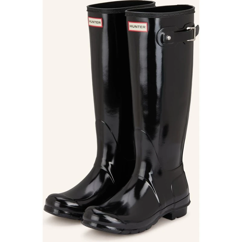 Hunter Women's Original Tall Gloss Wellington Stiefel schwarz
