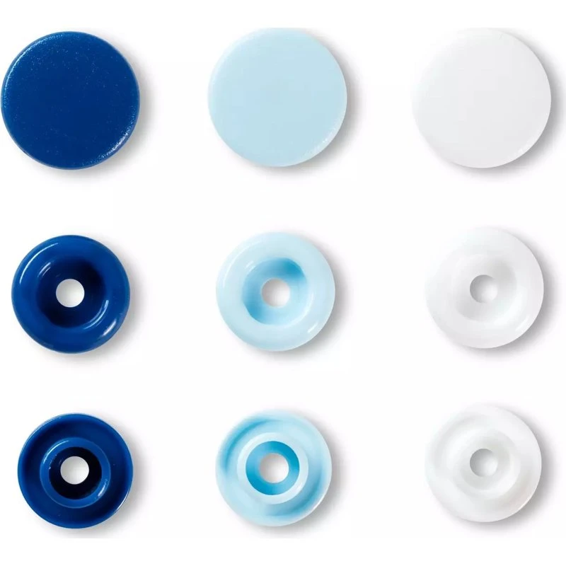Prym Love Color Snaps 30 Stück, 12,4 mm, blau/weiß/hellblau
