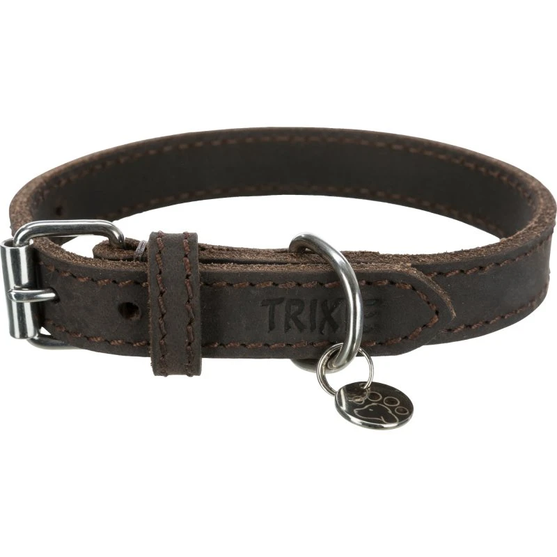 Trixie Rustic Fettleder-Halsband 42–48 cm dunkelbraun