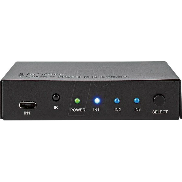 Nedis HDMI-Schalter 3-Port, 4K@60Hz, USB-C, Metall, Anthrazit