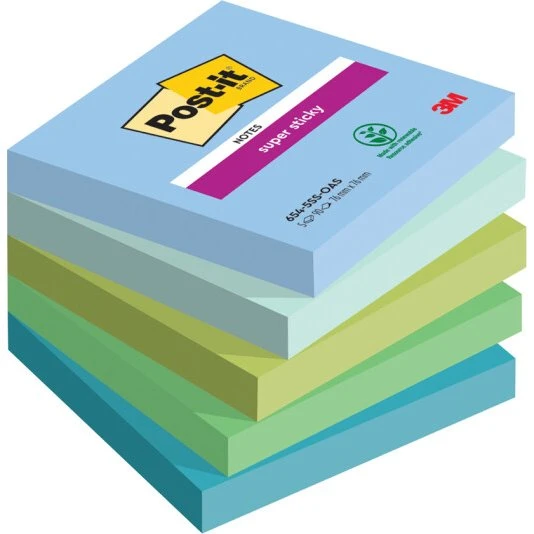 Post-it Super Sticky Notes Oasis 76x76 mm, 5er-Pack
