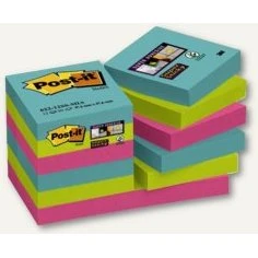 Post-it Super Sticky Notes 47,6 x 47,6 mm, Farbmix Cosmic 12er-Pack