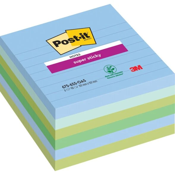 Post-it Super Sticky Notes Großformat liniert, 101x101 mm, 6 Blöcke