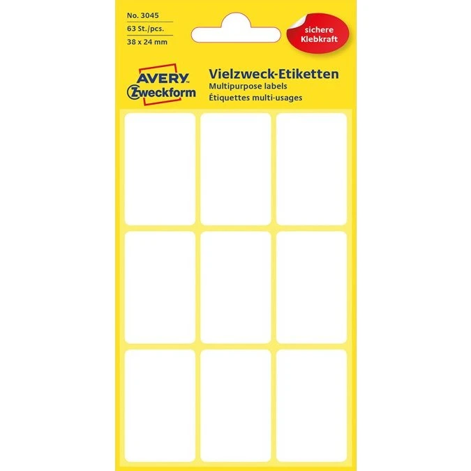 AVERY Zweckform Vielzweck-Etiketten 38 x 24 mm, weiß, 63 Stück