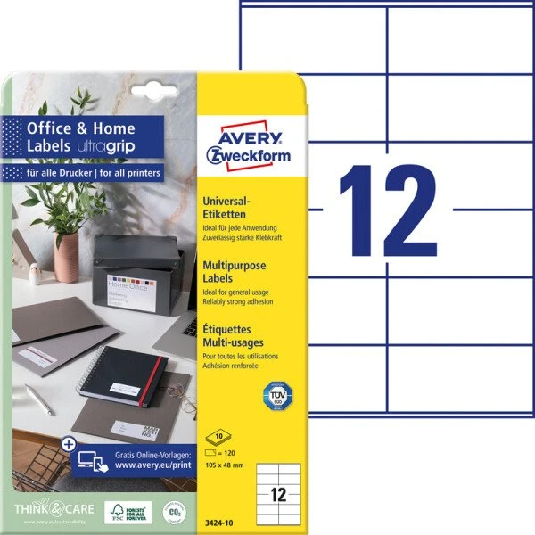 AVERY Zweckform 3424-10 Universaletiketten 105 x 48 mm