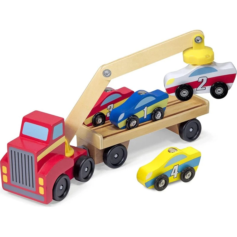 Melissa & Doug Magnetischer Autoverladekran Rot 31 cm