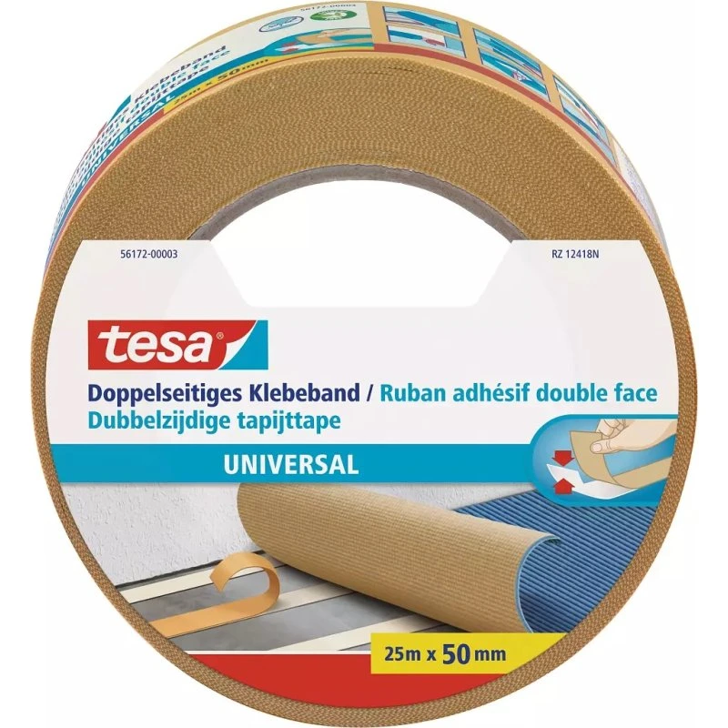 tesa Doppelseitiges Klebeband Universal 25 m x 50 mm, beige