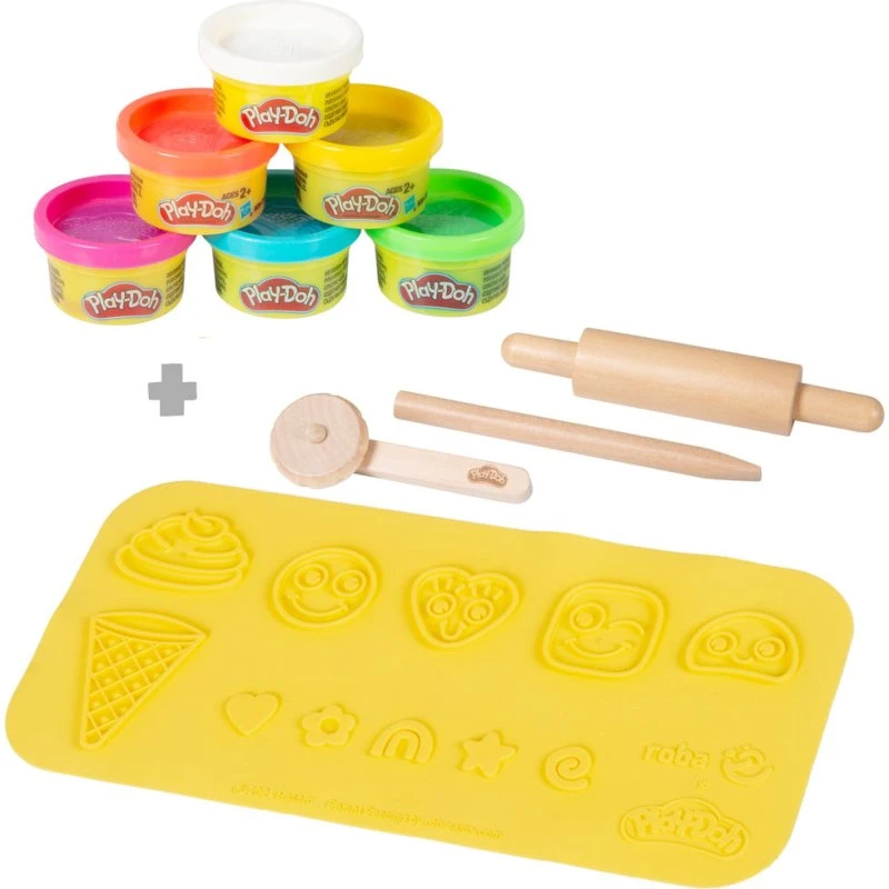 roba x Play-Doh Starterset 3D-Kreativmatte mit Holzwerkzeugen