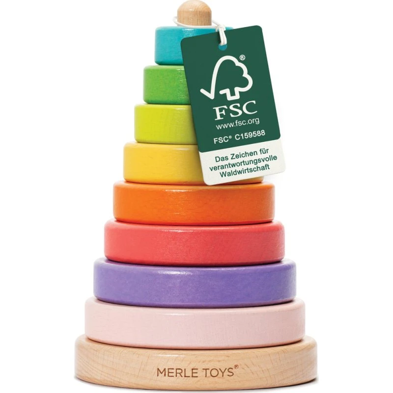 Merle Toys Stapelturm Holz 8X bunt ab 1 Jahr
