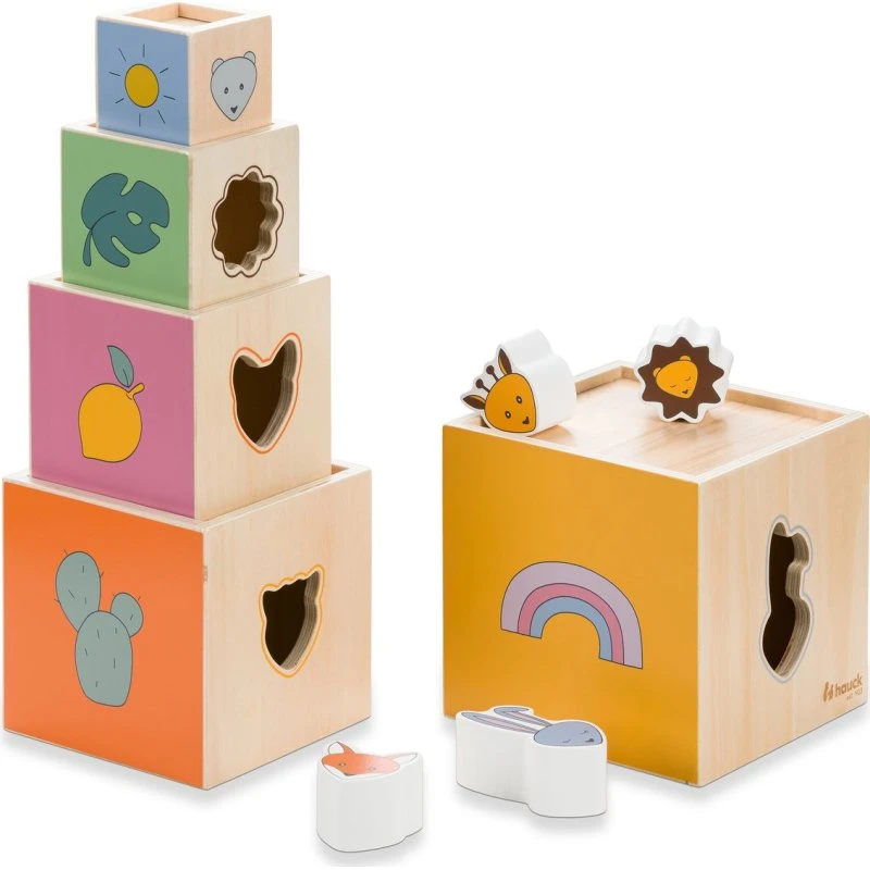 Kunterbu Holz Stapelturm mit Formen – Stack N Raise