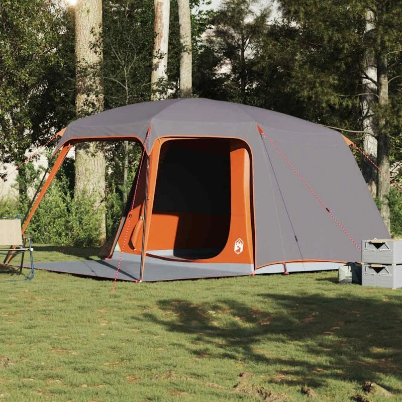 vidaXL Campingzelt 5 Personen mit Vorzelt Grau-Orange wasserdicht