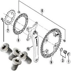 Shimano Kettenblattschrauben M8x8,5 mm für FC-M540 (4 Stück)