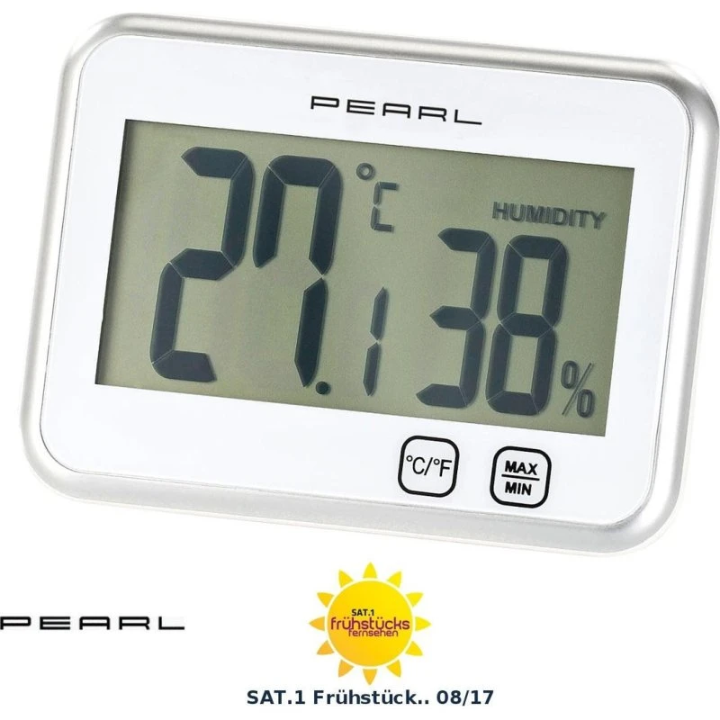 PEARL Digitales Thermometer & Hygrometer mit Min/Max, Touch