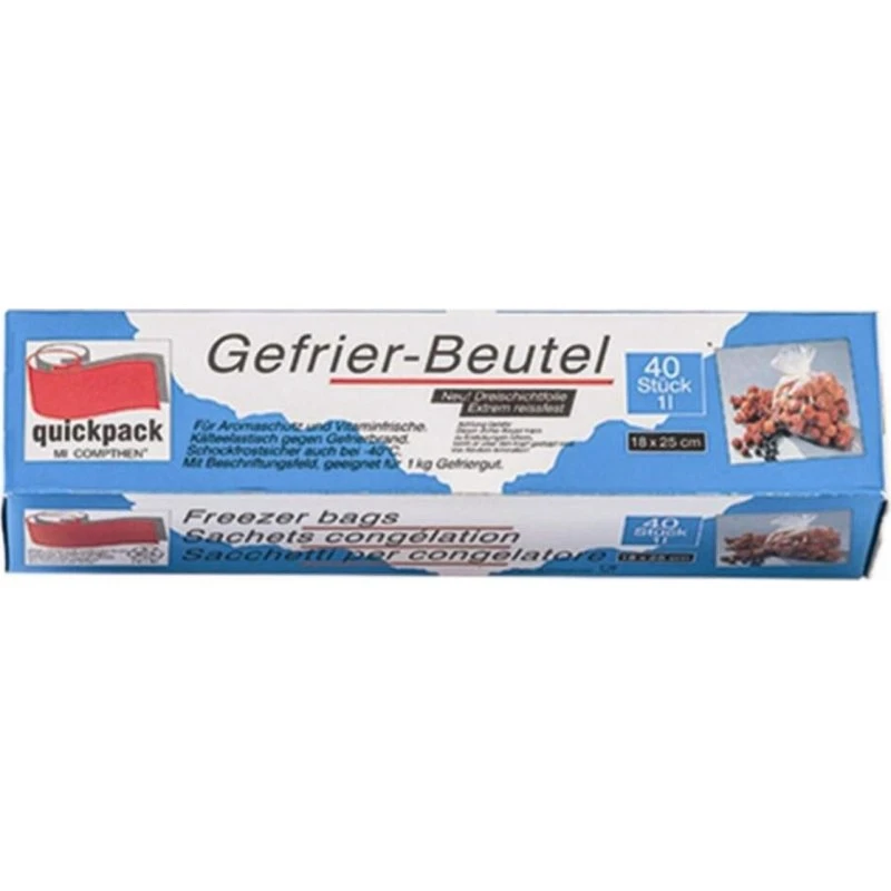 Quickpack Gefrierbeutel 1 L, 40 Stück, 18 x 25 cm