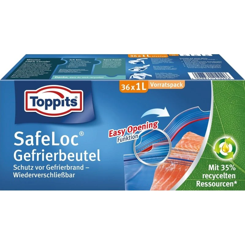 Toppits SafeLoc Gefrierbeutel 36x1L wiederverschließbar