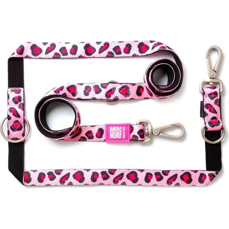 Max & Molly Multifunktions-Leine Leopard Pink XS