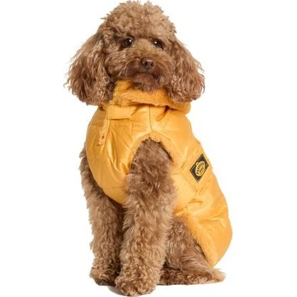 Fashion Dog Hunde-Steppmantel Ocker-Gelb mit abnehmbarer Kapuze
