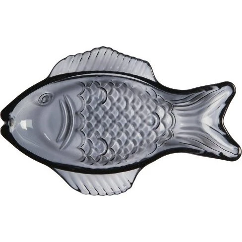 Ib Laursen Fischförmige Glasplatte Dunkelblau 11x18,5 cm