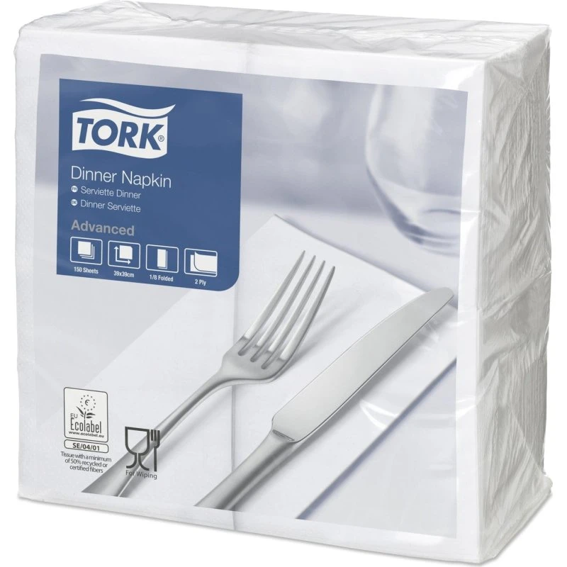 Tork 477554 Advanced Dinnerserviette 1/8-Falz 2-lagig 19,8 x 9,8 cm weiß
