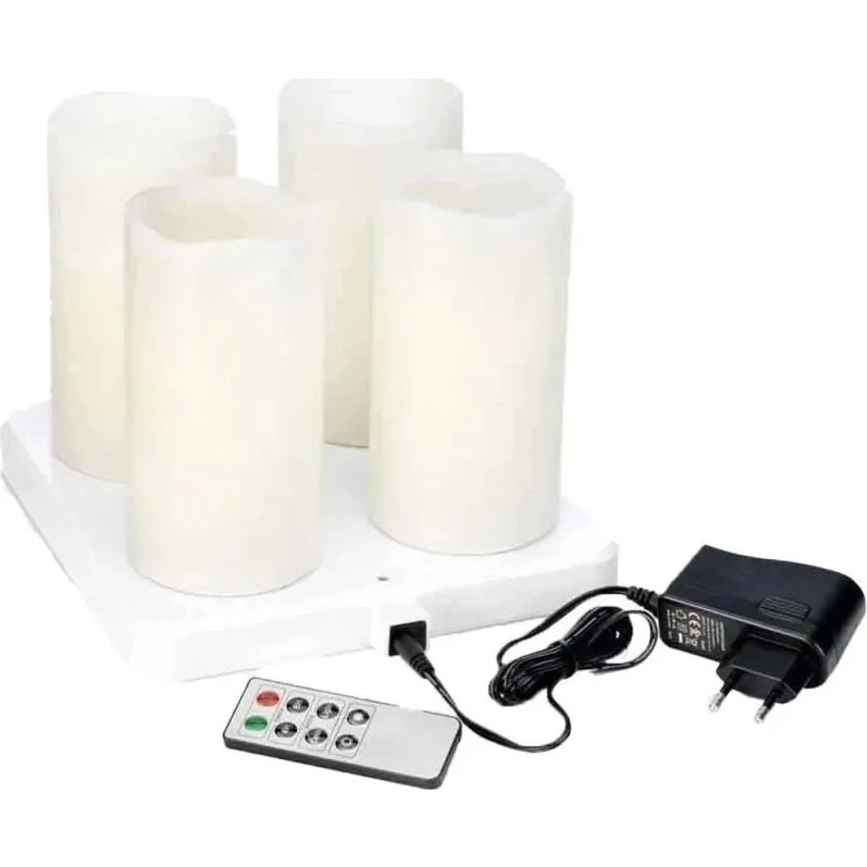 Duni LED-Stumpenkerzen 4er Set, 220 mm, warm weiß, wiederaufladbar