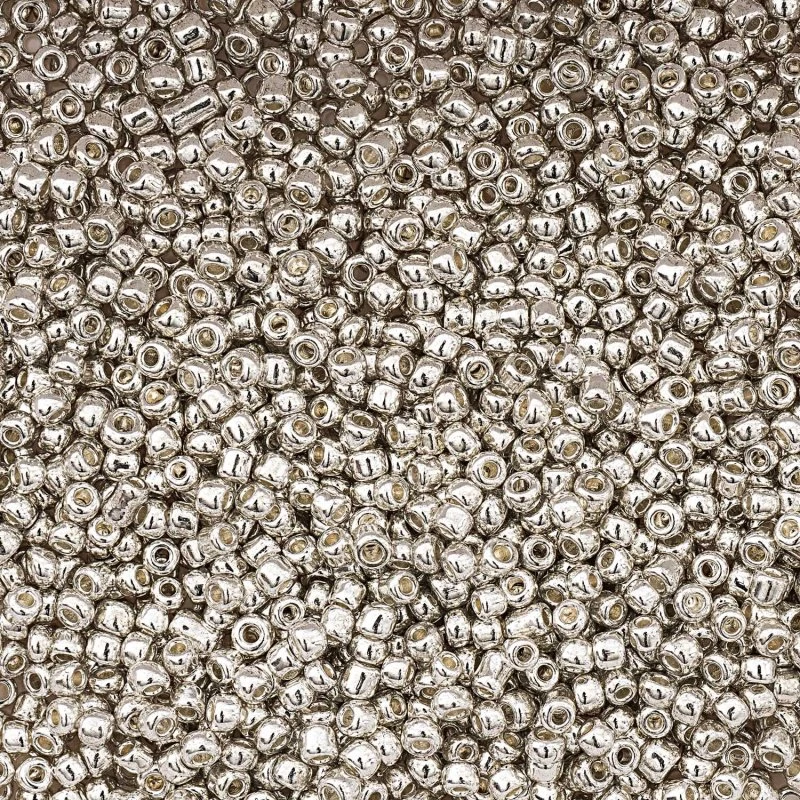Rocailles Perlen 2 mm, 14 g, Silber Metallic