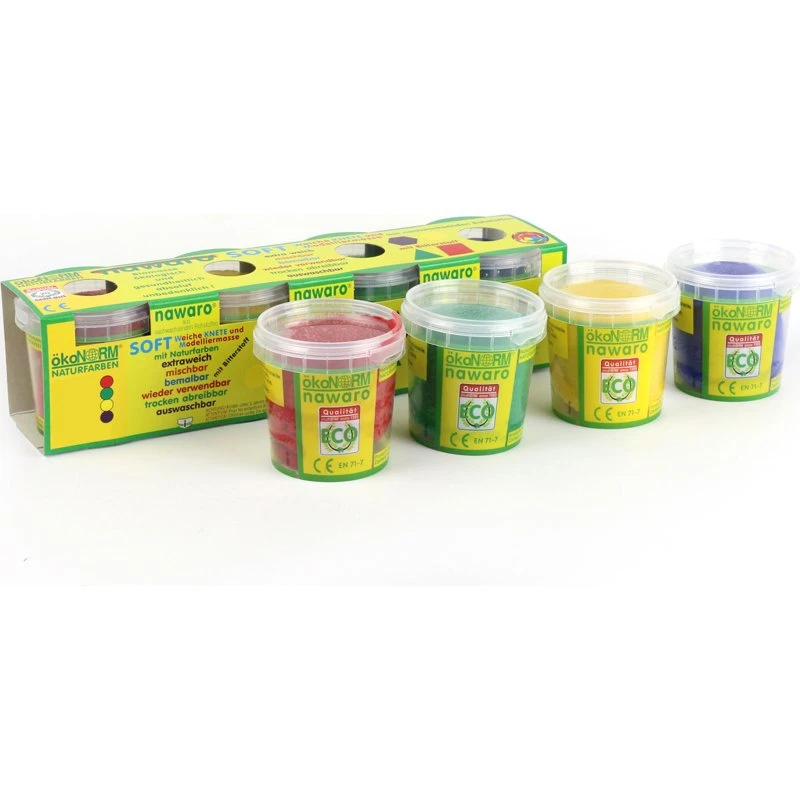 ökoNORM Soft-Knete 4er Set rot, gelb, grün, blau