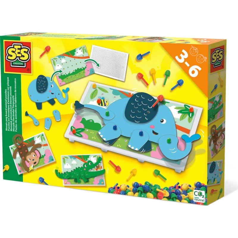 SES Creative Mosaik-Stecktafel Tierpuzzle