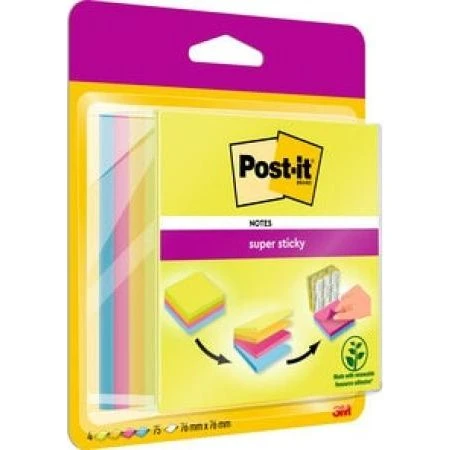 Post-it® Super Sticky Easy Select-Würfel, 76 mm, 4 Blöcke