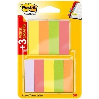 Post-it® Page Marker 15 x 50 mm, 9 Blöcke (6+3 Gratis), Neonfarben
